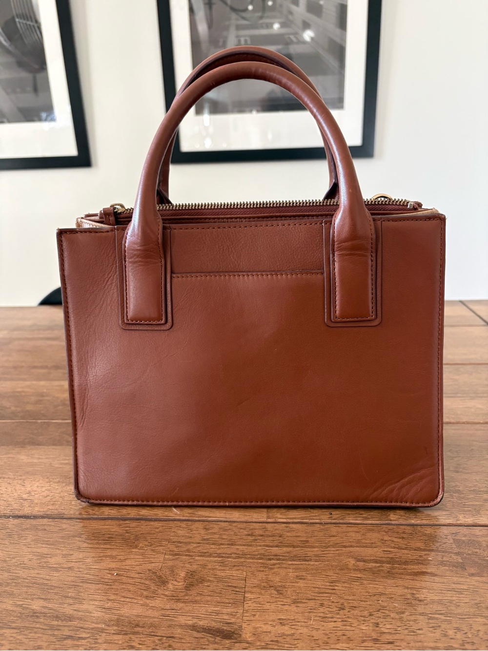Nordstrom Brown Leather Structured Satchel